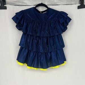 Kenzo Sparkling Blue Ruffle Dress with Yellow Accents